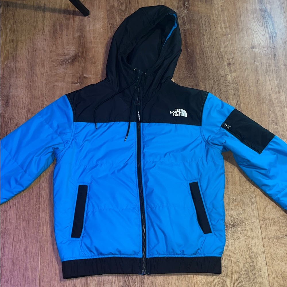 The North Face Black and Blue Hooded Jacket